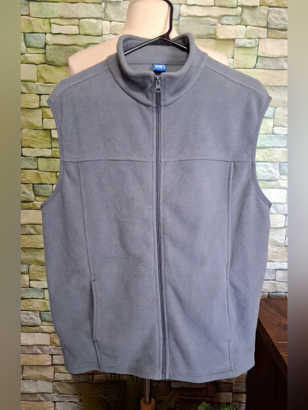 RWW Real Work Wear Men's Full Zip Fleece Vest Gray XL Core Layering Gorpcore